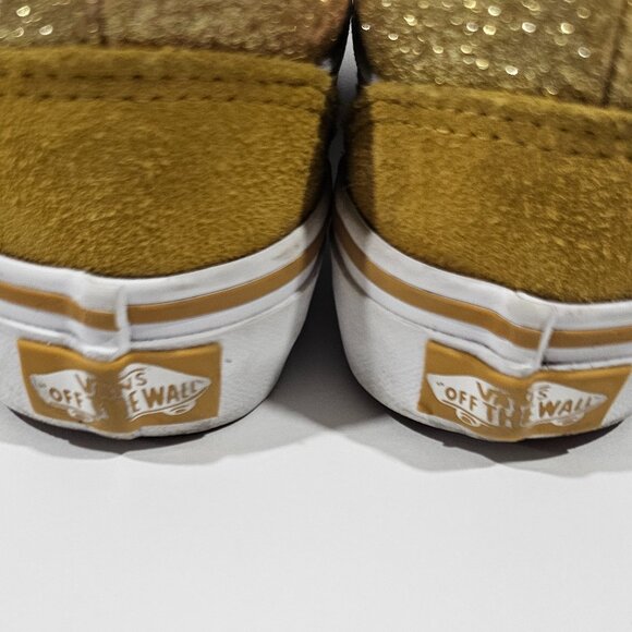 Vans Toddler Old Skool V Gold Glitter Toddler Girl Boy Size 11 Shoe low top - Picture 9 of 13